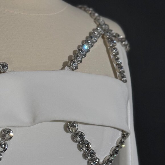 Brand New US 4 Georges Hobeika Maxi Evening Gown Stones Detailed - Picture 4 of 5